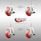 Service Caster 3 Inch 316SS Red Polyurethane Swivel 10mm Threaded Stem Caster Set Brake SS316TS20S314-PPUB-RED-TLB-M1015-4 - alternate 1